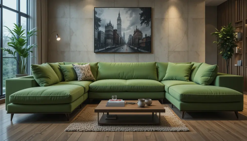 green sectional couch