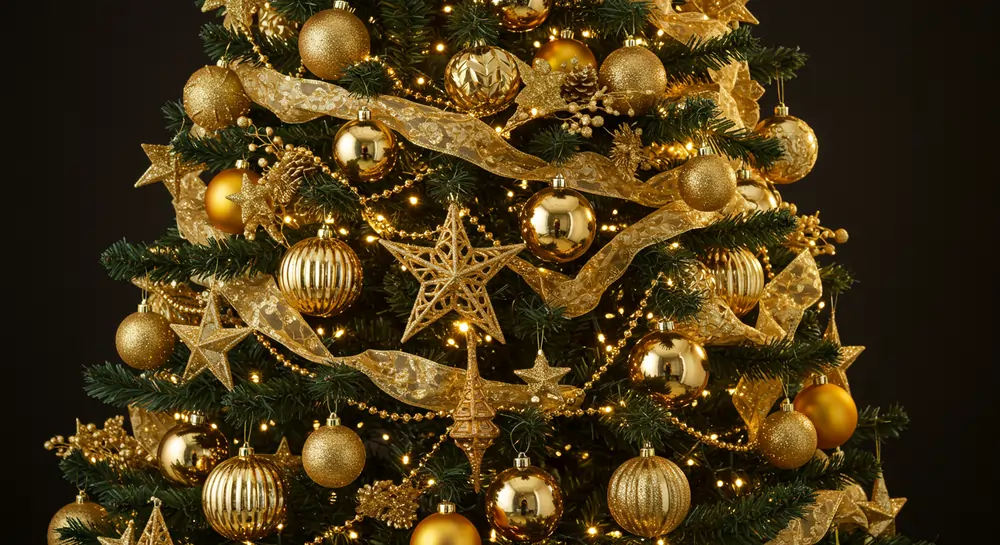 gold christmas tree decorations