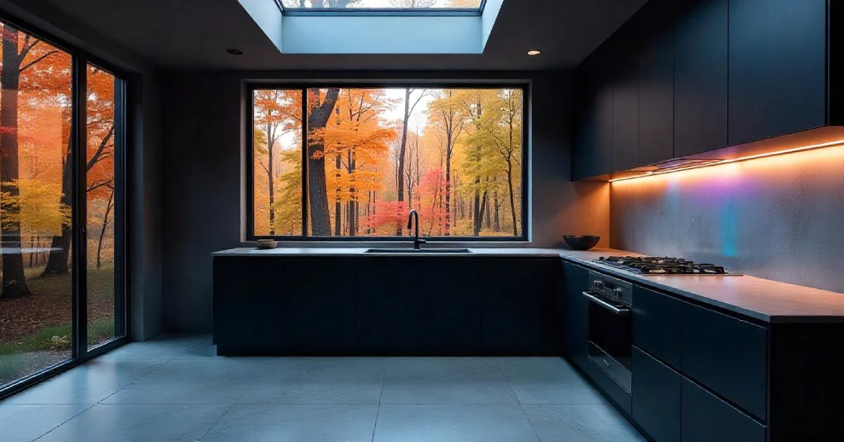 Dark Kitchen Ideas showcased in a modern kitchen with matte black cabinets, elegant lighting, and striking contrasts for a chic, contemporary look.