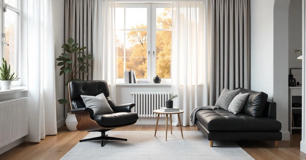 Chic living space showcasing grey and black front room ideas with modern furniture, textured accents, and a cozy, inviting atmosphere.