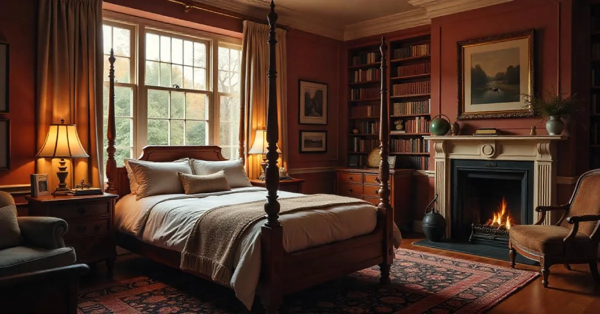 Modern Masculine Bedroom with dark walls, sleek furniture, leather accents, and bold lighting for a sophisticated and stylish look.