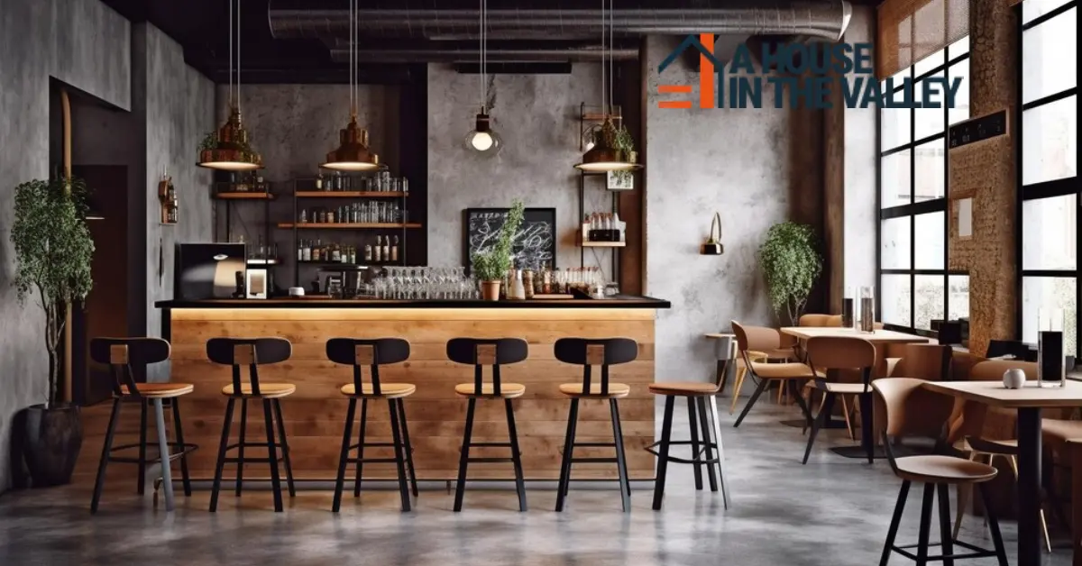 Rustic basement bar ideas with wooden countertop, iron fixtures, and cozy seating arrangement.