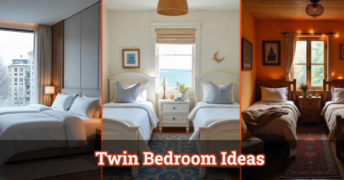 Elegant Twin Bedroom Ideas featuring canopy beds, natural elements, and smart storage for 2025
