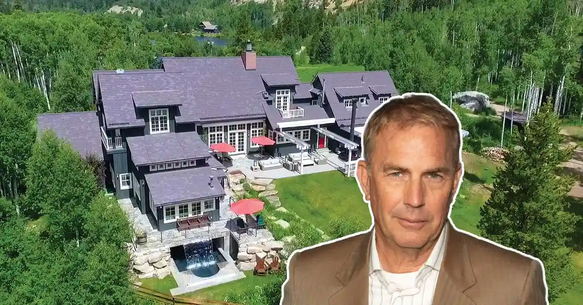 Kevin Costner House surrounded by lush greenery, showcasing the actor's expansive luxury estate with patios and scenic outdoor spaces.