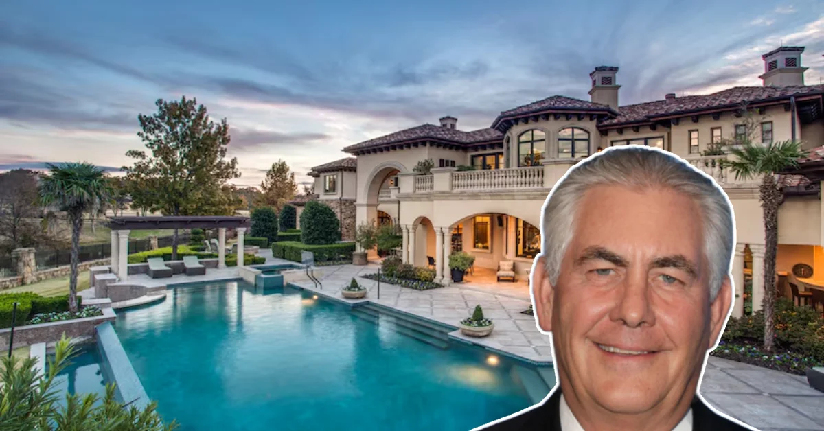 Rex Tillerson House: Stunning Mediterranean-style Texas mansion with elegant architecture and resort-style pool reflecting the former Secretary's taste